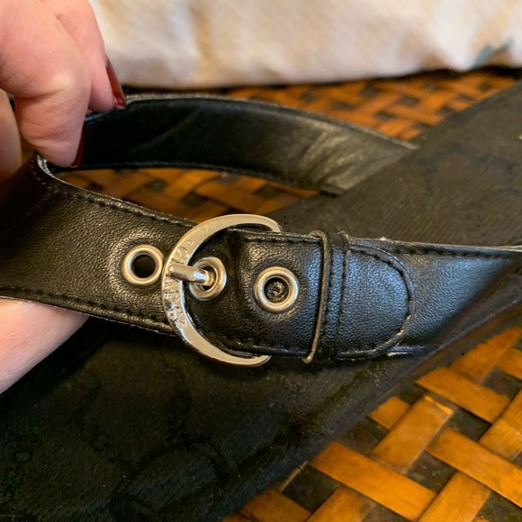 Chaps Black Wedge Sandel w/ Silver Buckle Sz L - Picture 3 of 5